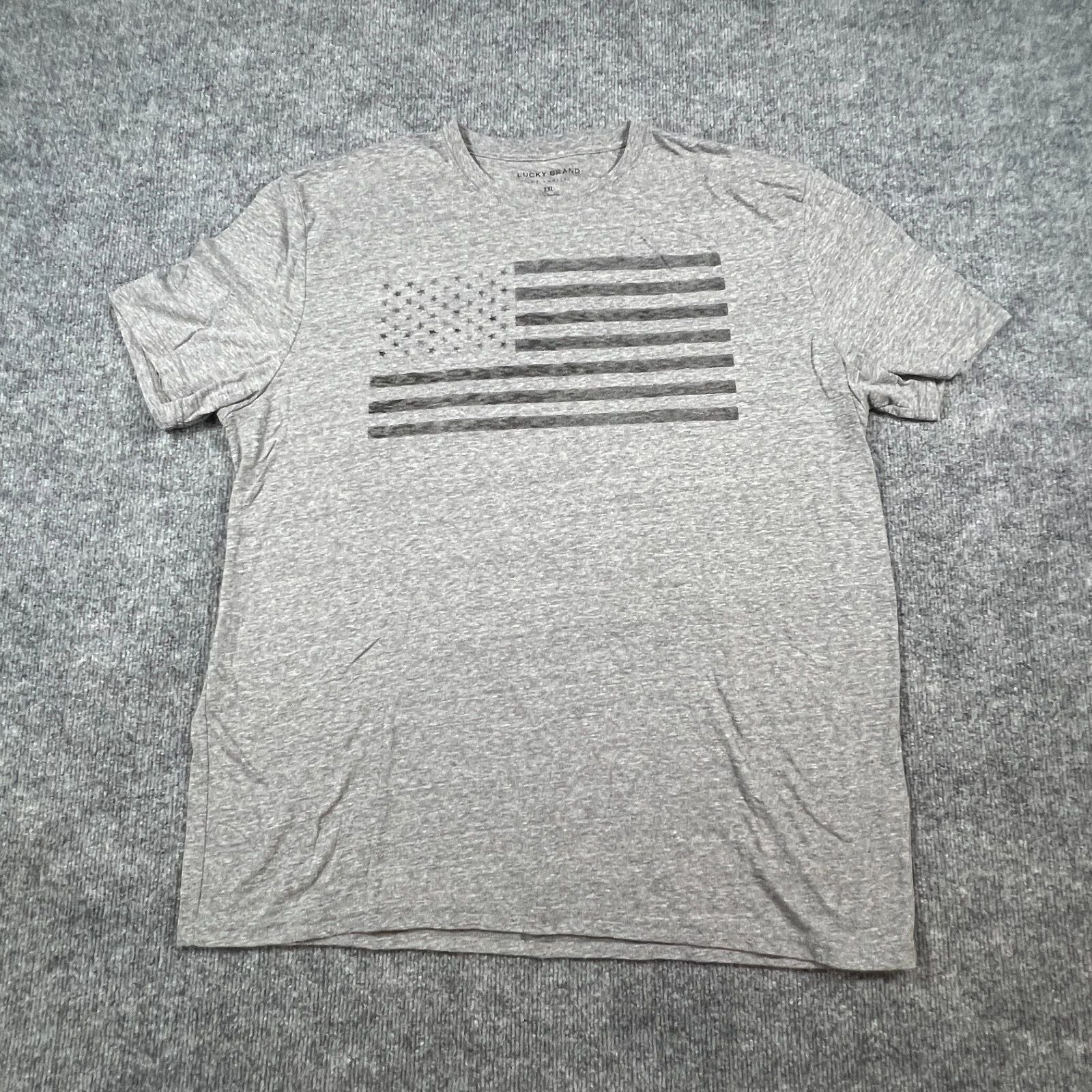 Lucky Brand US Flag T Shirt Mens 2XL Heathered Gray Cotton Graphic Everyday Wear Unisex T-shirt, Sweatshirt, Hoodie, Long Sleeve Tee - T-Shirt, Sweatshirt, Hoodie