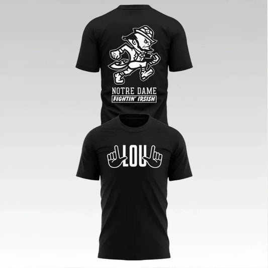 2026 Notre Dame Football Lou Holtz Fighting Irish Logo Two Sided Shirt Unisex T-shirt, Sweatshirt, Hoodie, Long Sleeve Tee - T-Shirt, Sweatshirt, Hoodie