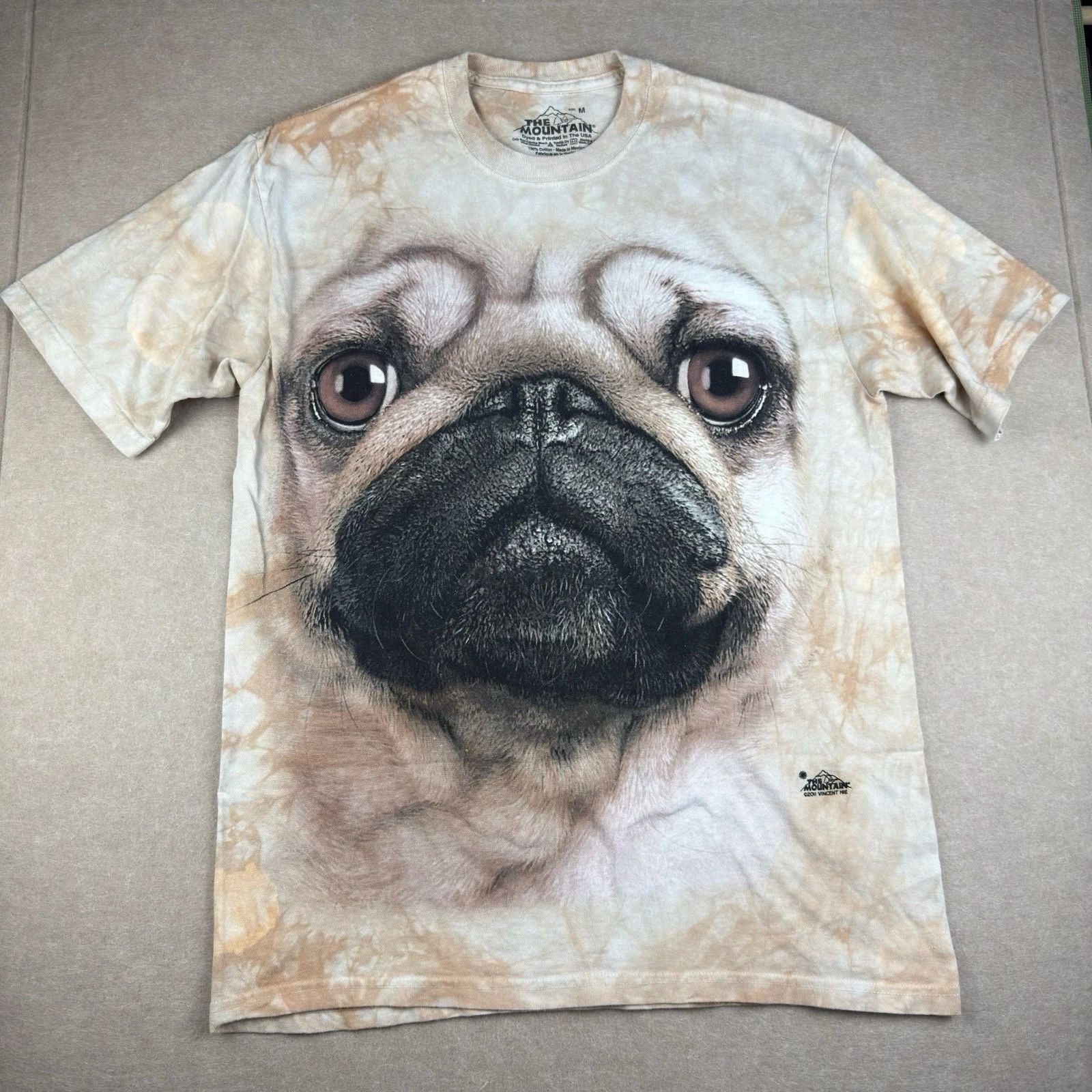 The Mountain M Beige Tie Dye Pug Dog Face T-Shirt Mens Animal Tee Dog Lover Pet Unisex T-shirt, Sweatshirt, Hoodie, Long Sleeve Tee - T-Shirt, Sweatshirt, Hoodie