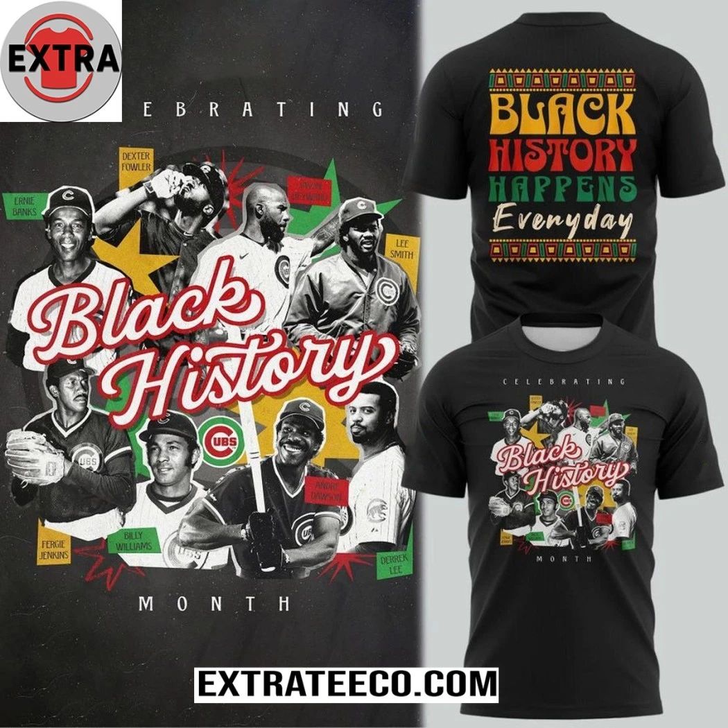 Chicago Cubs Black History Month 2026 Happen Everyday Hoodie T-Shirt Unisex T-shirt, Sweatshirt, Hoodie, Long Sleeve Tee - T-Shirt, Sweatshirt, Hoodie
