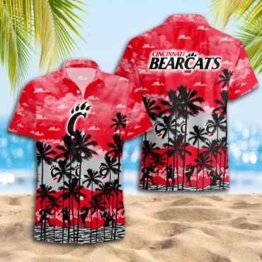 Cincinnati Bearcats Sunset Palms Hawaiian Shirt Unisex T-shirt, Sweatshirt, Hoodie, Long Sleeve Tee - T-Shirt, Sweatshirt, Hoodie
