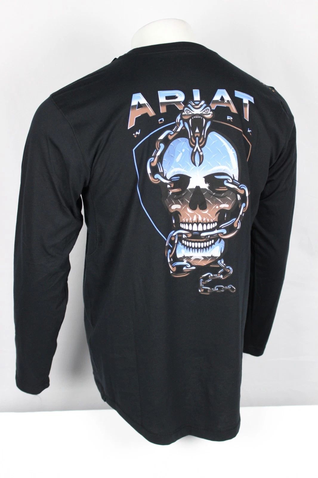 Ariat Men's Rebar Workman Chrome Skull Long Sleeve T Shirt Black 10052055 Unisex T-shirt, Sweatshirt, Hoodie, Long Sleeve Tee - T-Shirt, Sweatshirt, Hoodie