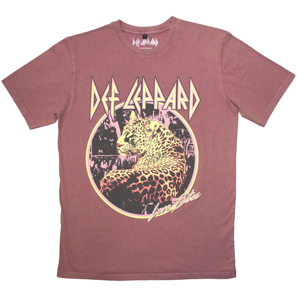 Official Def Leppard T Shirt Love Bites Leopard Red Premium Stonewash Tee New Unisex T-shirt, Sweatshirt, Hoodie, Long Sleeve Tee - T-Shirt, Sweatshirt, Hoodie