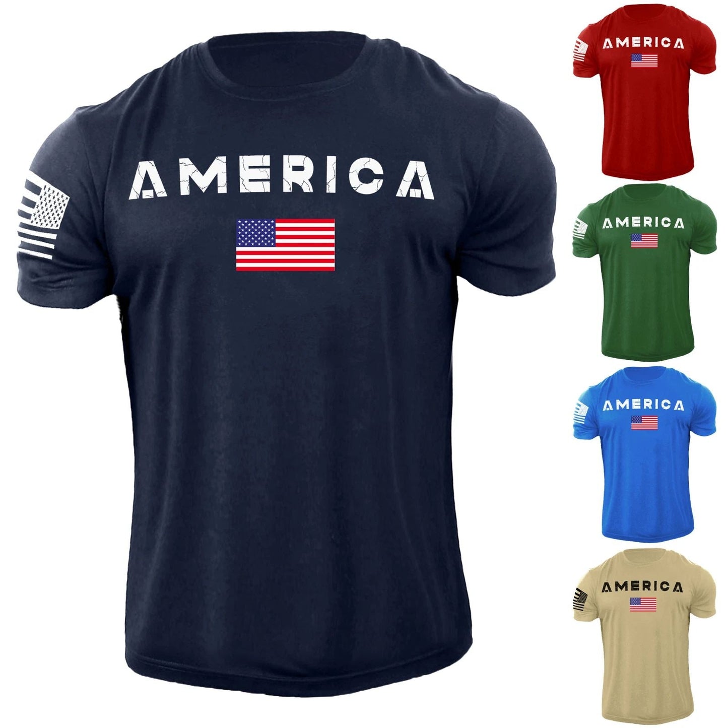Men's USA Flag T Shirt Distress American Patriotic 100% Cotton Unisex T-shirt, Sweatshirt, Hoodie, Long Sleeve Tee - T-Shirt, Sweatshirt, Hoodie
