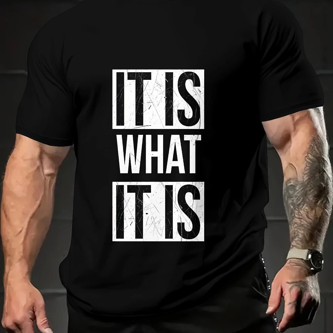 IT IS WHAT IT IS Fun Text Printed Round Neck Short Sleeved T-shirt For Men, Casu Unisex T-shirt, Sweatshirt, Hoodie, Long Sleeve Tee - T-Shirt, Sweatshirt, Hoodie