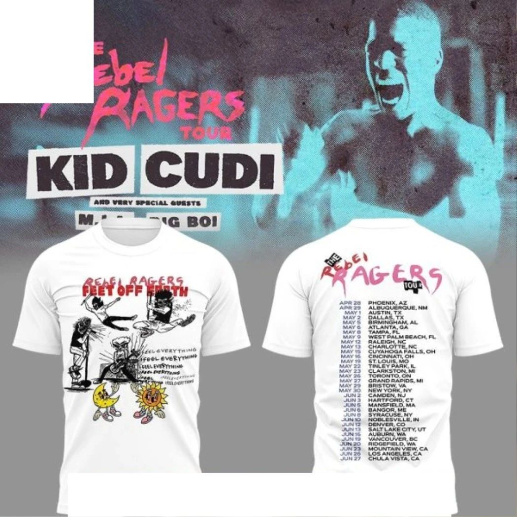 Kid Cudi The Rebel Rogers Tour 2026 Logo Two Sided Shirt Unisex T-shirt, Sweatshirt, Hoodie, Long Sleeve Tee - T-Shirt, Sweatshirt, Hoodie