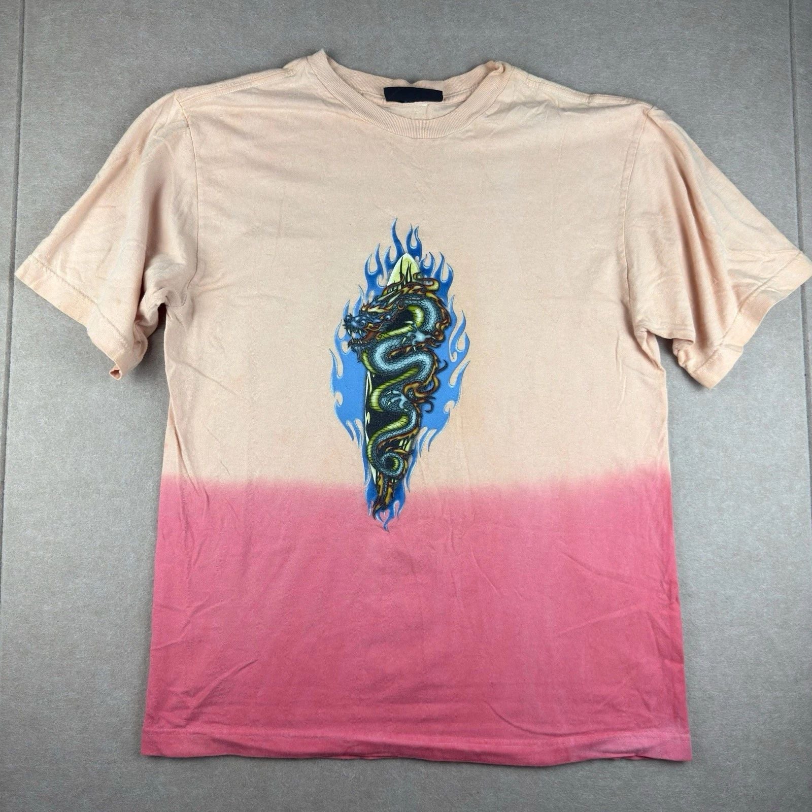 Y2K No Boundaries T-Shirt Mens Large Pink Beige Tie Dye Snake Flame Graphic Unisex T-shirt, Sweatshirt, Hoodie, Long Sleeve Tee - T-Shirt, Sweatshirt, Hoodie
