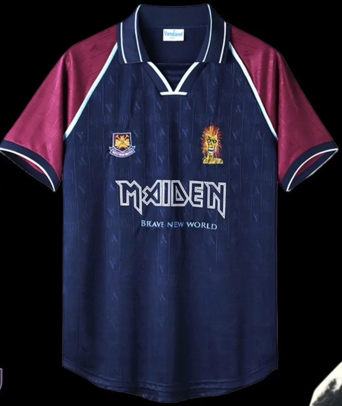 Iron Maiden: Brave New World (away) 2000 West Ham retro football shirt Unisex T-shirt, Sweatshirt, Hoodie, Long Sleeve Tee - T-Shirt, Sweatshirt, Hoodie