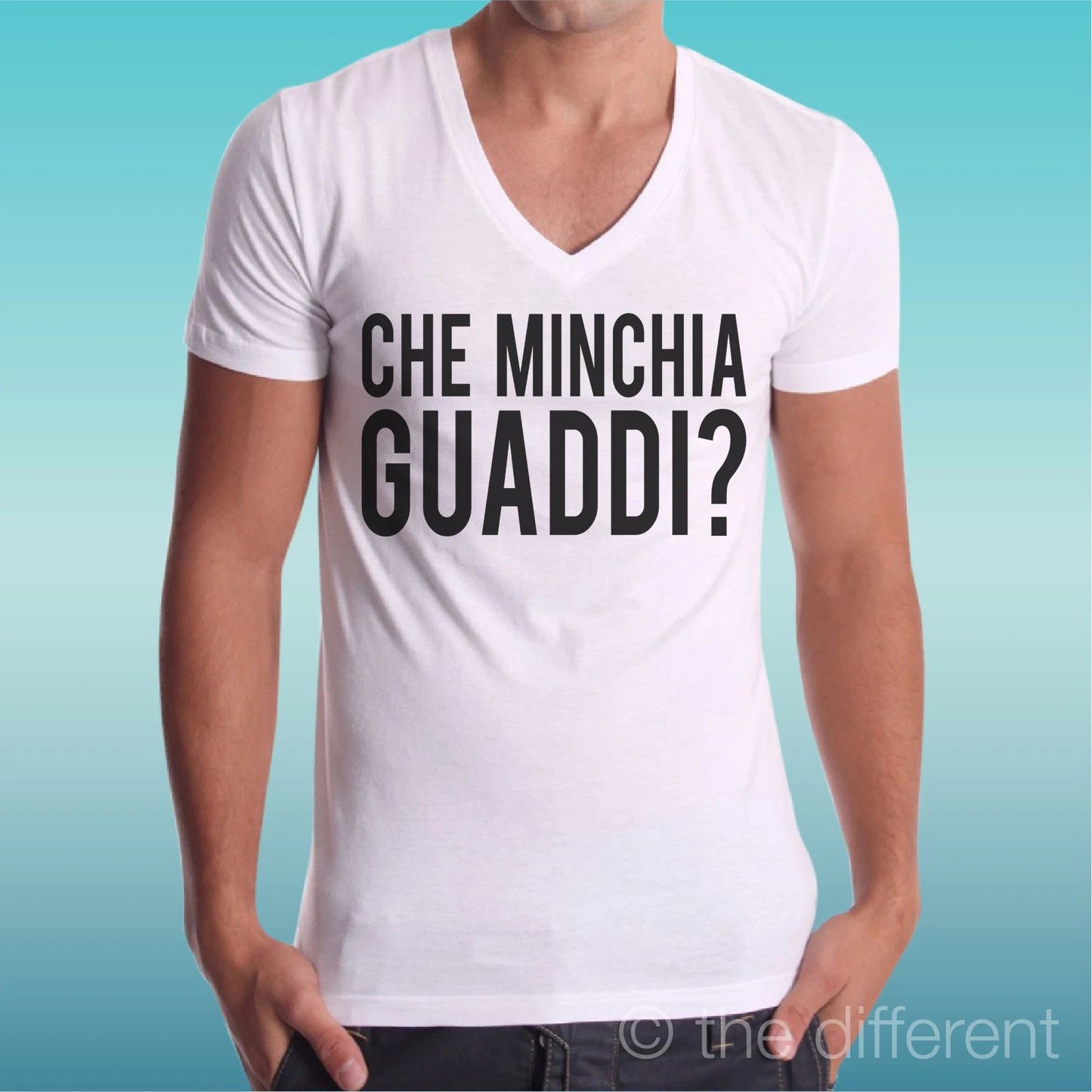 T-shirt V Neck Jersey " Che Minchia Guaddi Soliti Idioti " Road To Happiness Unisex T-shirt, Sweatshirt, Hoodie, Long Sleeve Tee - T-Shirt, Sweatshirt, Hoodie