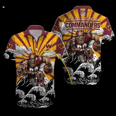Washington Commanders Rising Wave Hawaiian Shirt Unisex T-shirt, Sweatshirt, Hoodie, Long Sleeve Tee - T-Shirt, Sweatshirt, Hoodie