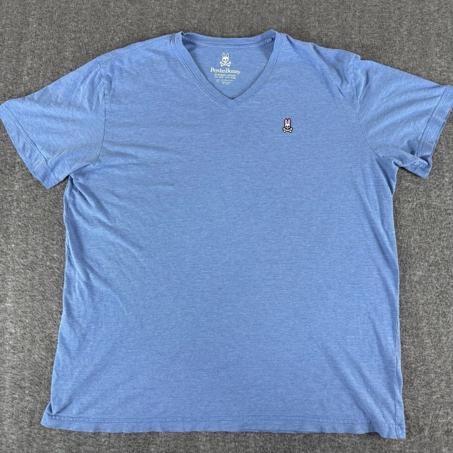 Psycho Bunny Logo Blue V-Neck T-Shirt Pima Cotton Mens Size 7 Large Unisex T-shirt, Sweatshirt, Hoodie, Long Sleeve Tee - T-Shirt, Sweatshirt, Hoodie