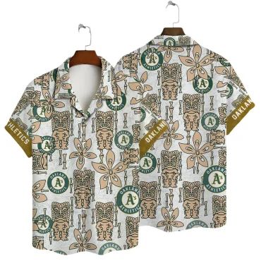 Oakland Athletics Tropical Tiki Hawaiian Shirt Unisex T-shirt, Sweatshirt, Hoodie, Long Sleeve Tee - T-Shirt, Sweatshirt, Hoodie