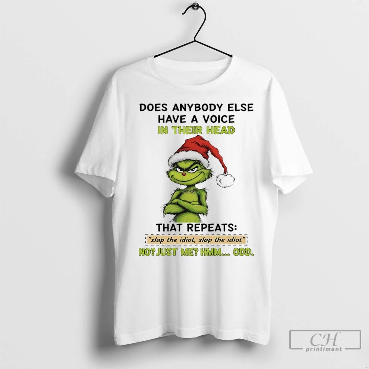 Premium Grinch Christmas Santa Does Anybody Else Have A Voice In Their Head That Repeats Unisex T-shirt, Sweatshirt, Hoodie, Long Sleeve Tee - T-Shirt, Sweatshirt, Hoodie