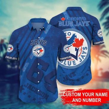 Toronto Blue Jays Custom Name Number Sports Hawaiian Shirt Unisex T-shirt, Sweatshirt, Hoodie, Long Sleeve Tee - T-Shirt, Sweatshirt, Hoodie