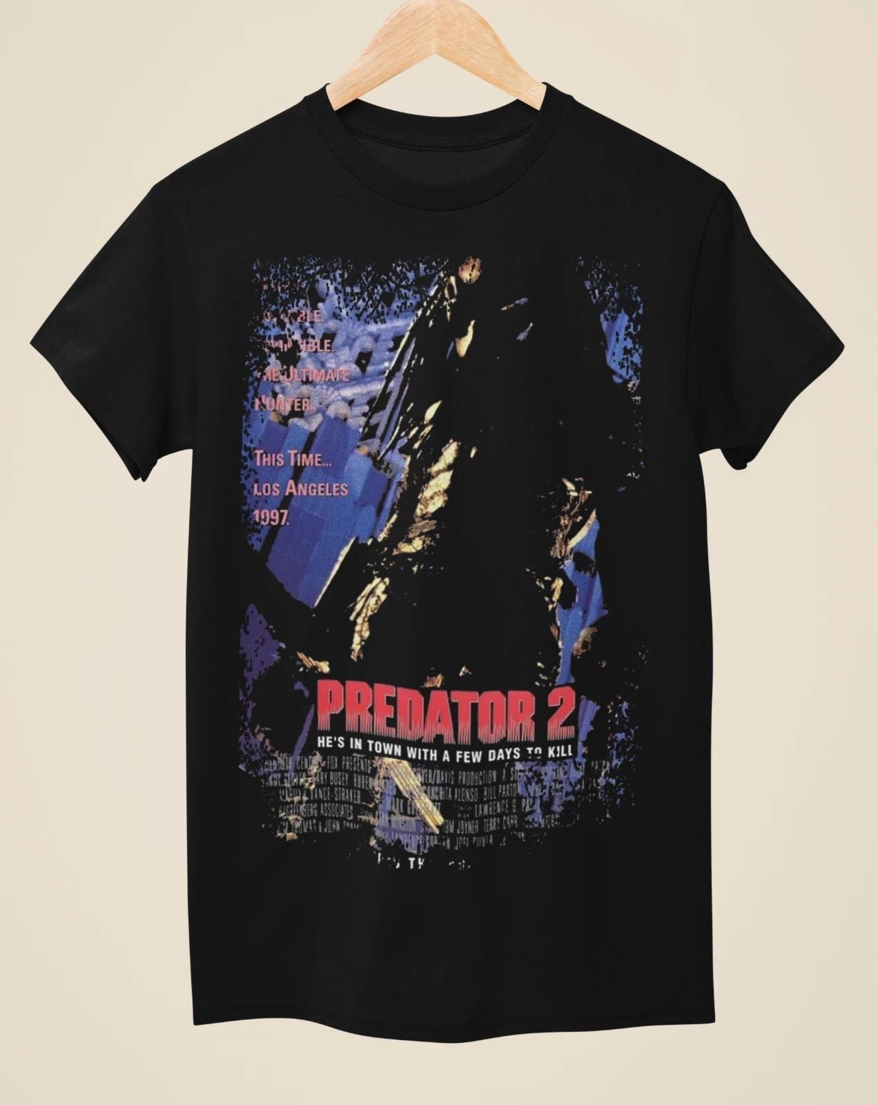 Predator 2 - Movie Poster Inspired Unisex Black T-Shirt Unisex T-shirt, Sweatshirt, Hoodie, Long Sleeve Tee - T-Shirt, Sweatshirt, Hoodie