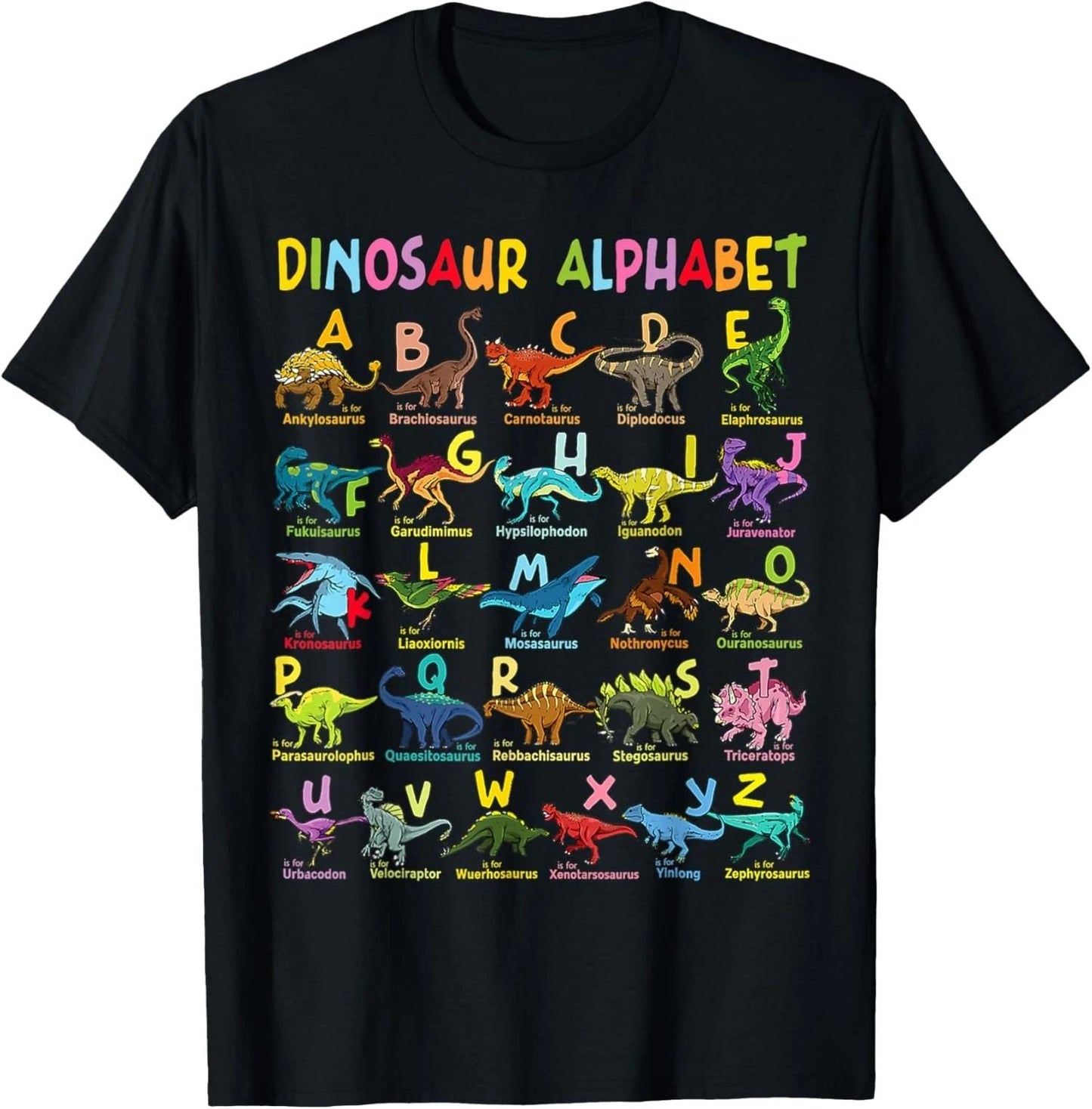 Types of Dinosaurs Alphabet ABC Dino Learning Unisex T-Shirt Unisex T-shirt, Sweatshirt, Hoodie, Long Sleeve Tee - T-Shirt, Sweatshirt, Hoodie