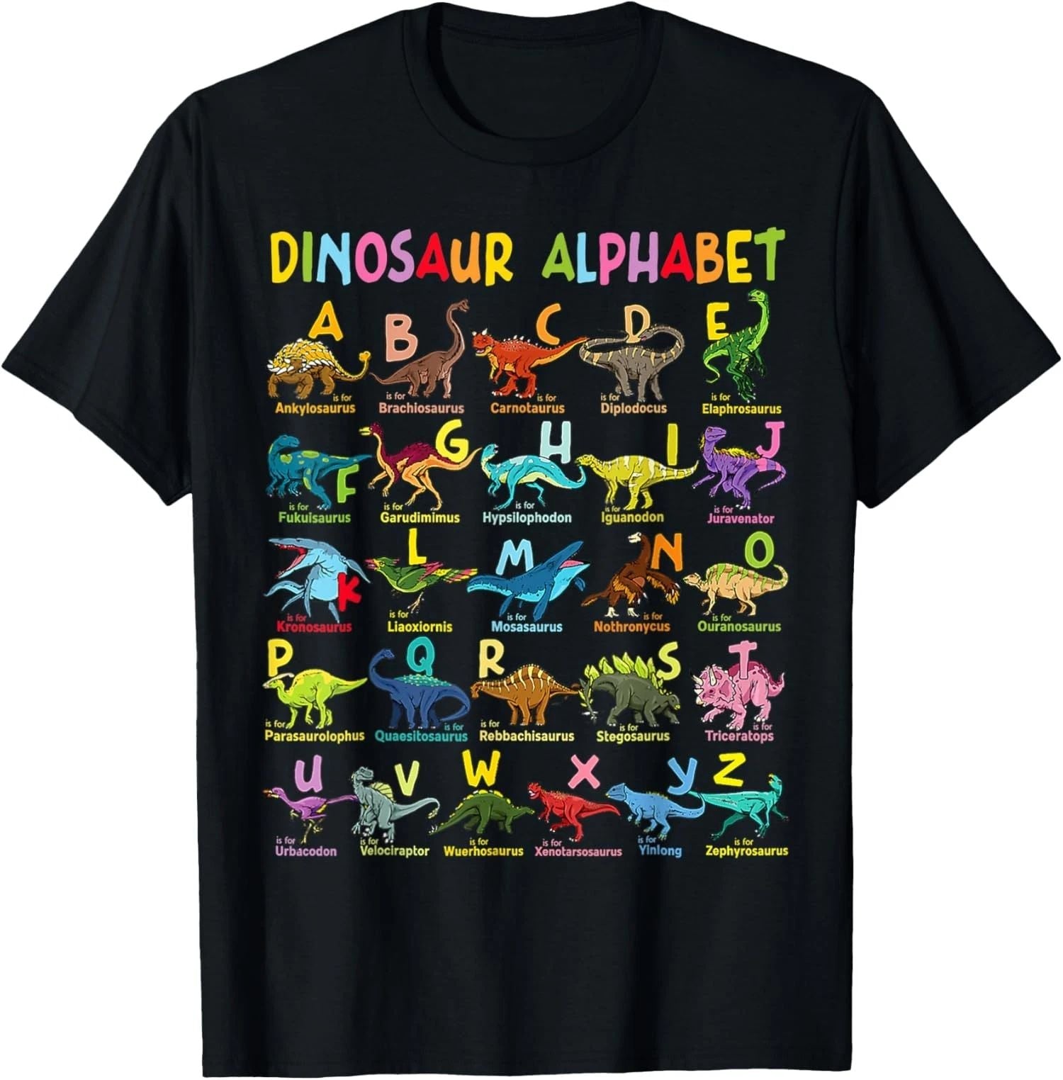Types of Dinosaurs Alphabet ABC Dino Learning Unisex T-Shirt Unisex T-shirt, Sweatshirt, Hoodie, Long Sleeve Tee - T-Shirt, Sweatshirt, Hoodie