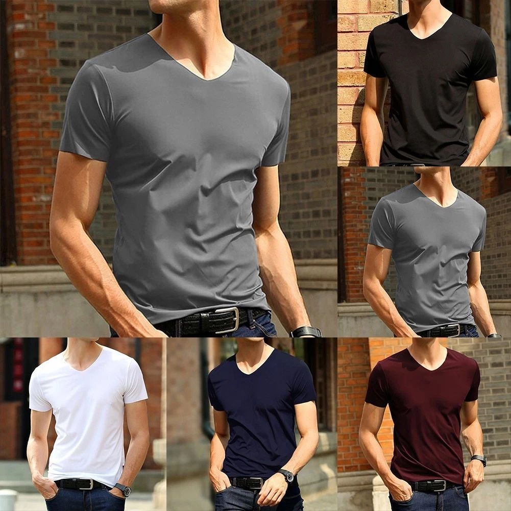 Stylish Japan V Neck Men's Tshirt in Ice Silk for Effortless Everyday Looks Unisex T-shirt, Sweatshirt, Hoodie, Long Sleeve Tee - T-Shirt, Sweatshirt, Hoodie