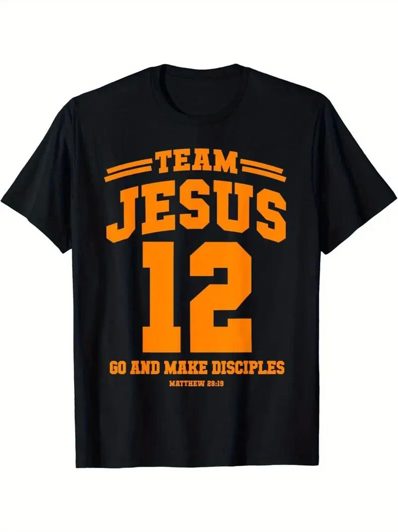 Team Jesus 12 Graphic T-Shirt - Men's Casual Cotton Tee with Inspirational Print Unisex T-shirt, Sweatshirt, Hoodie, Long Sleeve Tee - T-Shirt, Sweatshirt, Hoodie