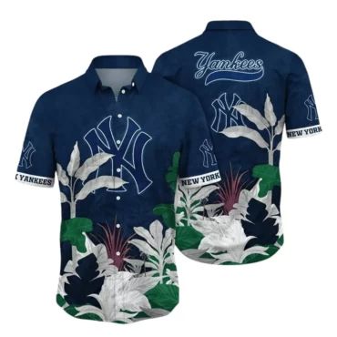 New York Yankees Jungle Foliage Hawaiian Shirt Unisex T-shirt, Sweatshirt, Hoodie, Long Sleeve Tee - T-Shirt, Sweatshirt, Hoodie
