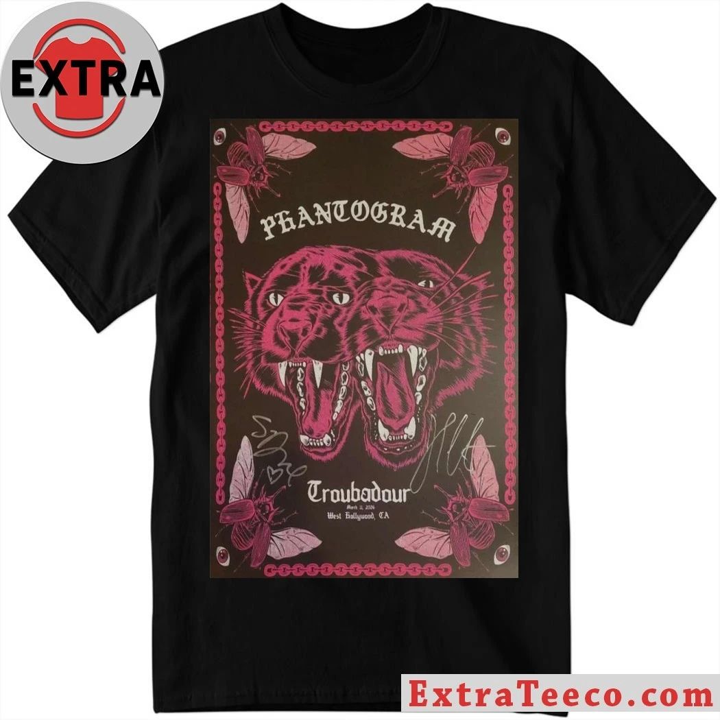Phantogram 11 3 2026 West Hollywood Signed Poster Shirt Unisex T-shirt, Sweatshirt, Hoodie, Long Sleeve Tee - T-Shirt, Sweatshirt, Hoodie