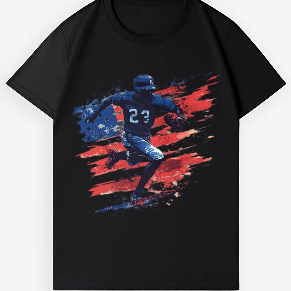 Patriotic Baseball Player USA Flag Unisex T-Shirt for Game & Daily Wear Unisex T-shirt, Sweatshirt, Hoodie, Long Sleeve Tee - T-Shirt, Sweatshirt, Hoodie