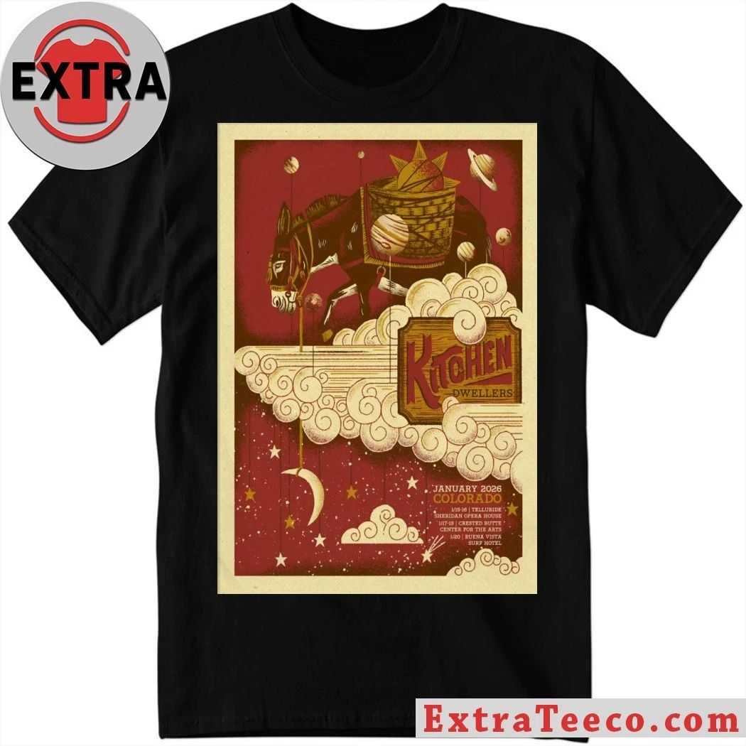 Kitchen Dwellers January 2026 Colorado Shows Poster Shirt Unisex T-shirt, Sweatshirt, Hoodie, Long Sleeve Tee - T-Shirt, Sweatshirt, Hoodie