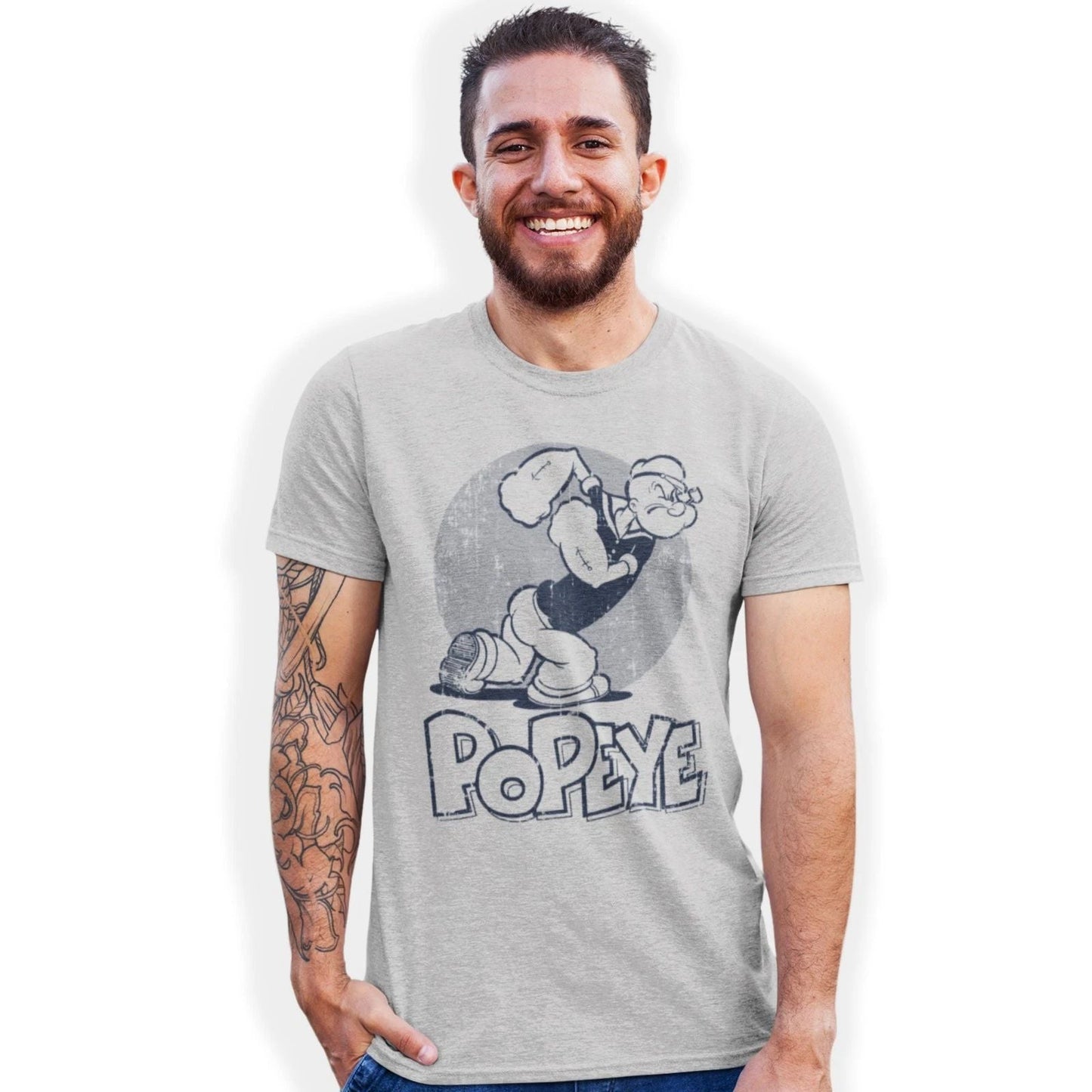 Popeye the Sailor Hand Printed T-Shirt: Cartoon Comic Strip Design Birthday Gift Unisex T-shirt, Sweatshirt, Hoodie, Long Sleeve Tee - T-Shirt, Sweatshirt, Hoodie