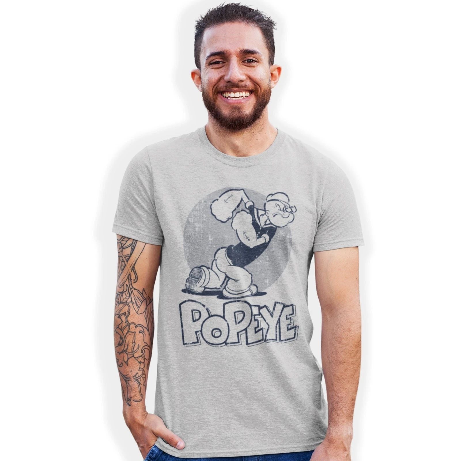 Popeye the Sailor Hand Printed T-Shirt: Cartoon Comic Strip Design Birthday Gift Unisex T-shirt, Sweatshirt, Hoodie, Long Sleeve Tee - T-Shirt, Sweatshirt, Hoodie