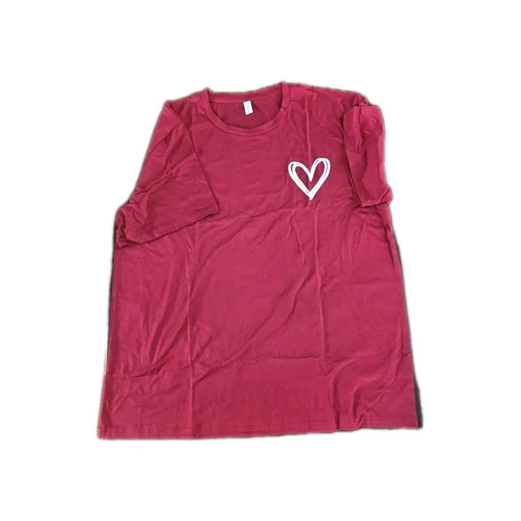 Burgundy Simple WHITE Heart Tee Women's Size XXL #53 Unisex T-shirt, Sweatshirt, Hoodie, Long Sleeve Tee - T-Shirt, Sweatshirt, Hoodie