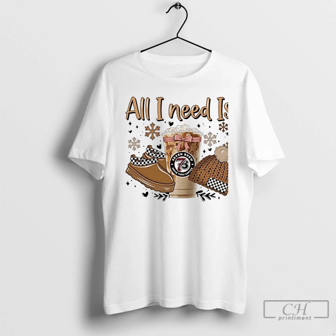 Premium All I Need Is 7 Brew Coffee Shoe And Wool Hat Christmas T Shirts Unisex T-shirt, Sweatshirt, Hoodie, Long Sleeve Tee - T-Shirt, Sweatshirt, Hoodie