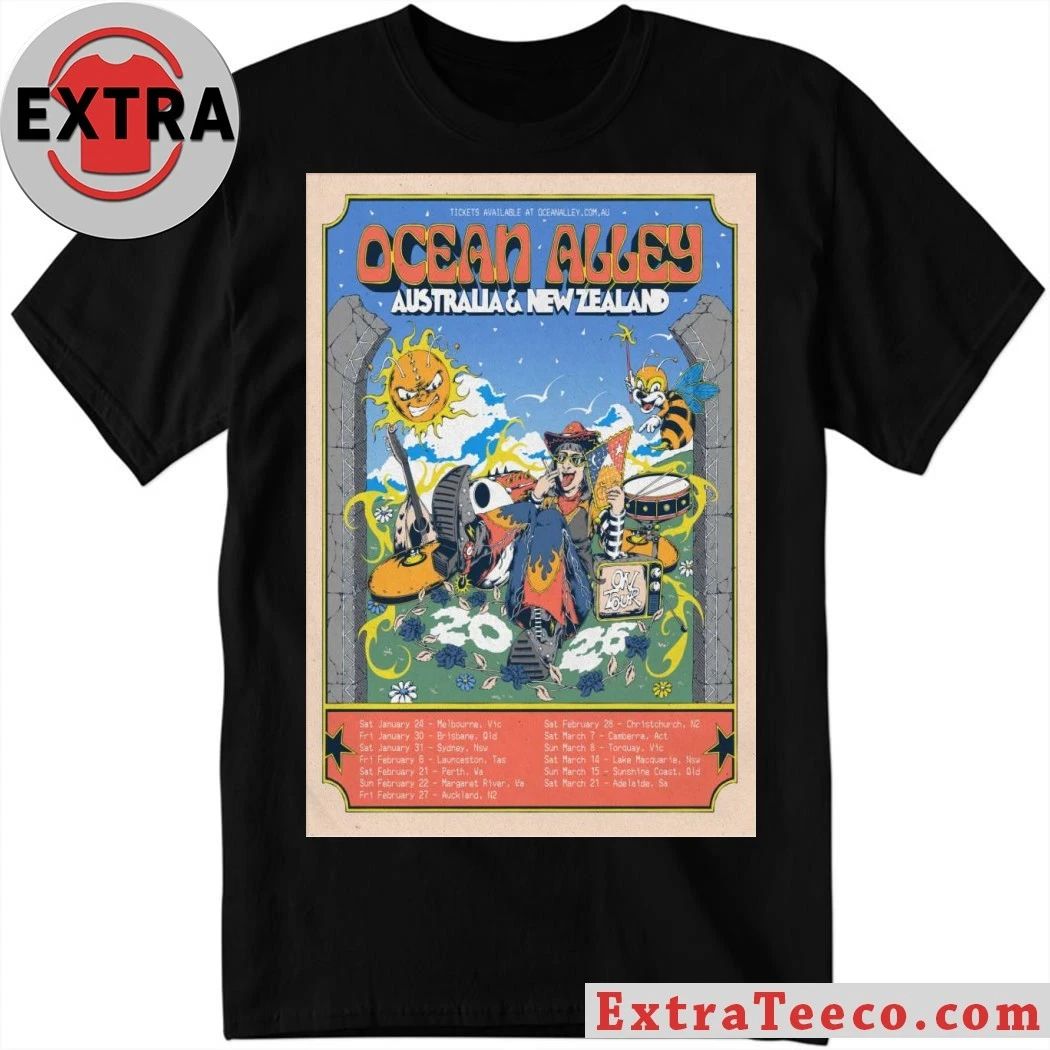Ocean Alley 2026 Tour AU And NZ Poster Shirt Unisex T-shirt, Sweatshirt, Hoodie, Long Sleeve Tee - T-Shirt, Sweatshirt, Hoodie