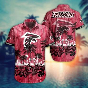 Atlanta Falcons Tropical Palms Hawaiian Shirt Unisex T-shirt, Sweatshirt, Hoodie, Long Sleeve Tee - T-Shirt, Sweatshirt, Hoodie