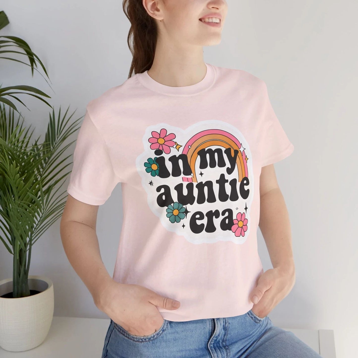 Auntie Era Tee, Gift for Aunts, Trendy Groovy Vibe Funny Colorful Flower T-Shirt Unisex T-shirt, Sweatshirt, Hoodie, Long Sleeve Tee - T-Shirt, Sweatshirt, Hoodie