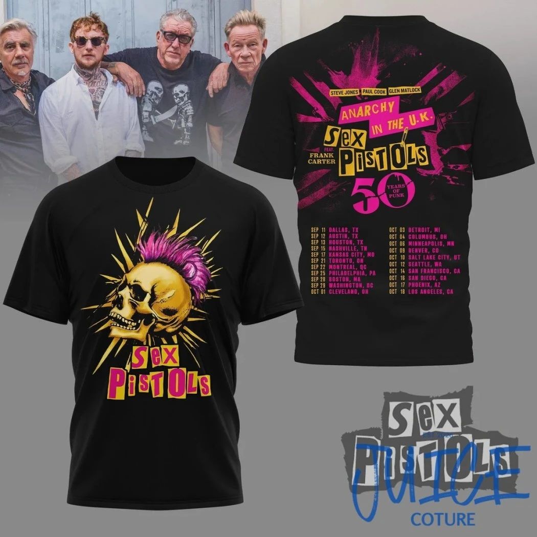 Original Sex Pistols 50 Years Of Punk Anarchy In The U K Tour 2026 Logo Two Sided Hoodie T-Shirt - T-Shirt, Sweatshirt, Hoodie