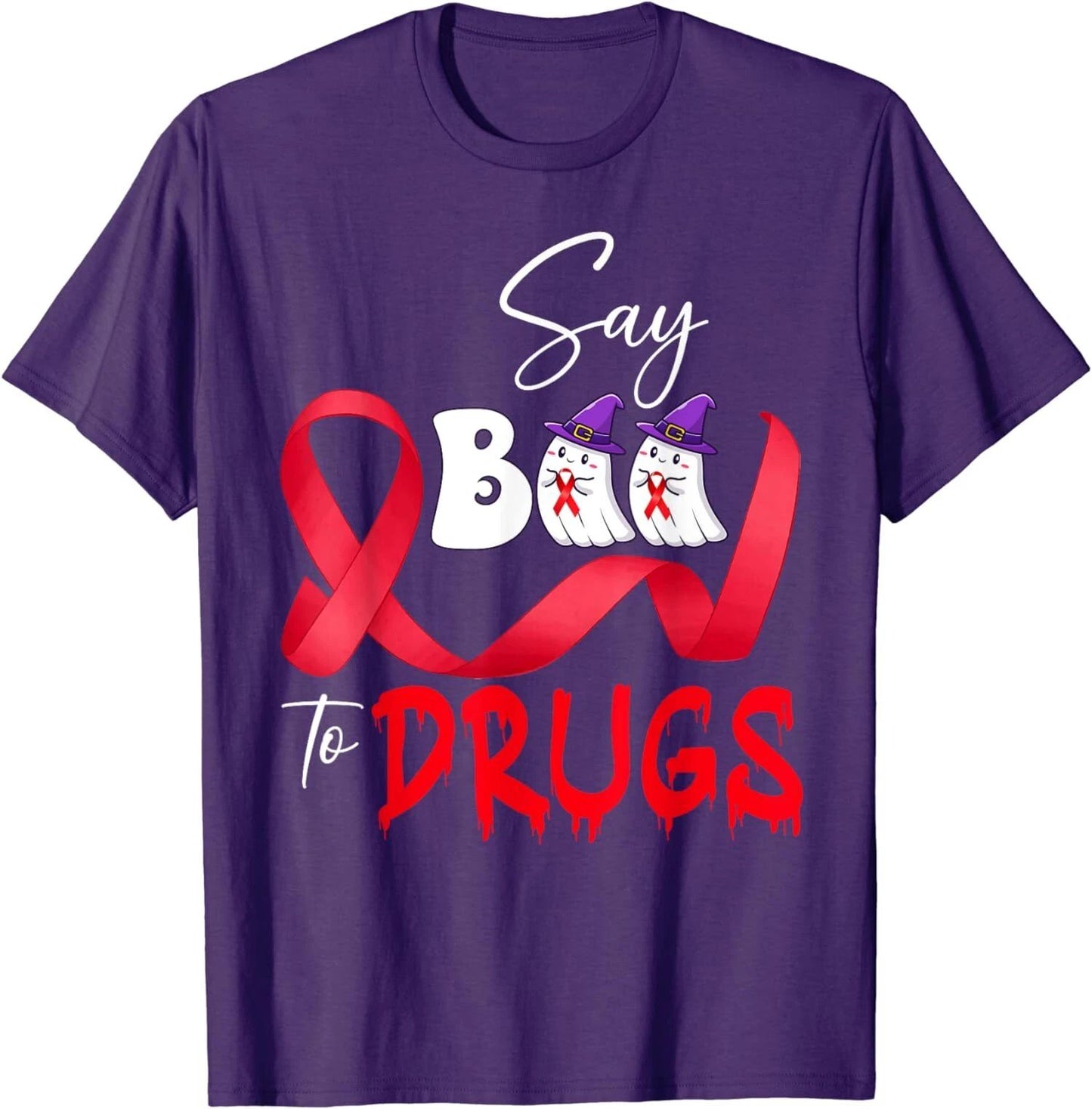Kids Cute Red Ribbon Week Say BOO To Drugs Halloween Unisex T-Shirt Unisex T-shirt, Sweatshirt, Hoodie, Long Sleeve Tee - T-Shirt, Sweatshirt, Hoodie