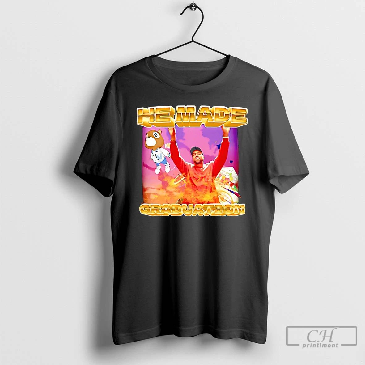 Premium Kanye West He Made Graduation Graphic T Shirts Unisex T-shirt, Sweatshirt, Hoodie, Long Sleeve Tee - T-Shirt, Sweatshirt, Hoodie
