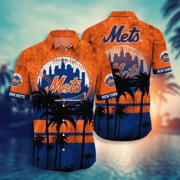 New York Mets Island Vibes Hawaiian Shirt Unisex T-shirt, Sweatshirt, Hoodie, Long Sleeve Tee - T-Shirt, Sweatshirt, Hoodie