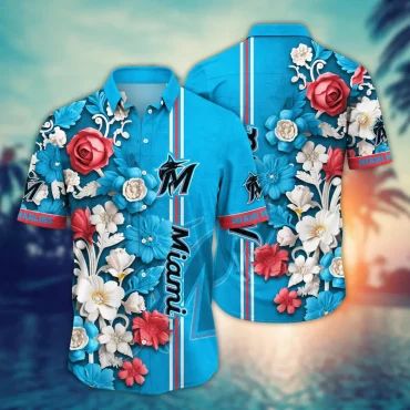 Miami Marlins Elegant Blossom Hawaiian Shirt Unisex T-shirt, Sweatshirt, Hoodie, Long Sleeve Tee - T-Shirt, Sweatshirt, Hoodie