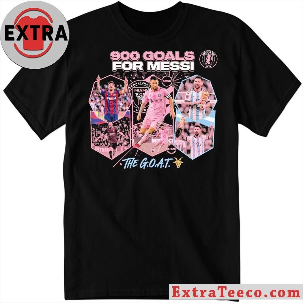 900 Goals For Messi The Goat Logo Shirt Unisex T-shirt, Sweatshirt, Hoodie, Long Sleeve Tee - T-Shirt, Sweatshirt, Hoodie
