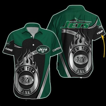 Personalized New York Jets Flame Gridiron Hawaiian Shirt Unisex T-shirt, Sweatshirt, Hoodie, Long Sleeve Tee - T-Shirt, Sweatshirt, Hoodie