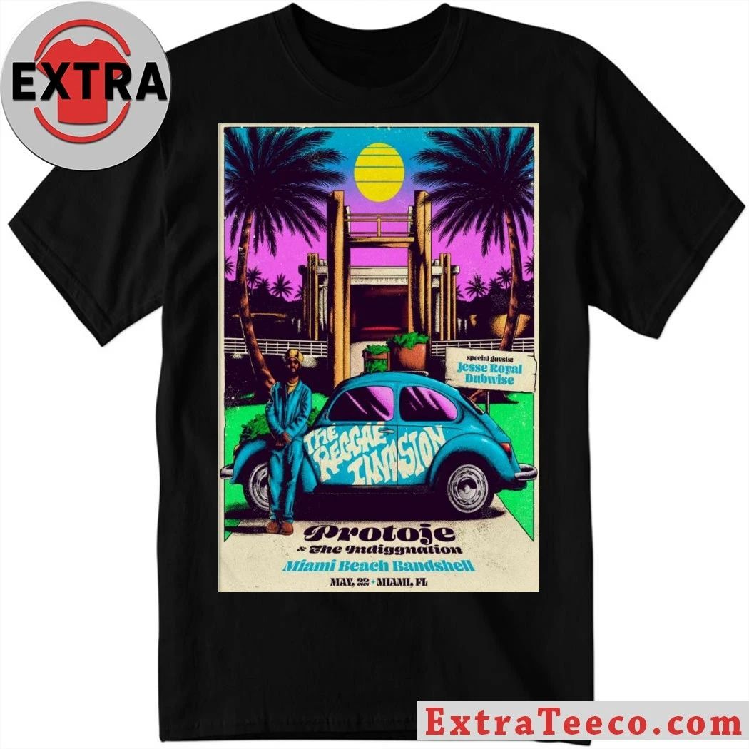 Original Protoje Miami, FL May 23 2026 Miami Beach Bandshell Tour Poster Shirt Unisex T-shirt, Sweatshirt, Hoodie, Long Sleeve Tee - T-Shirt, Sweatshirt, Hoodie