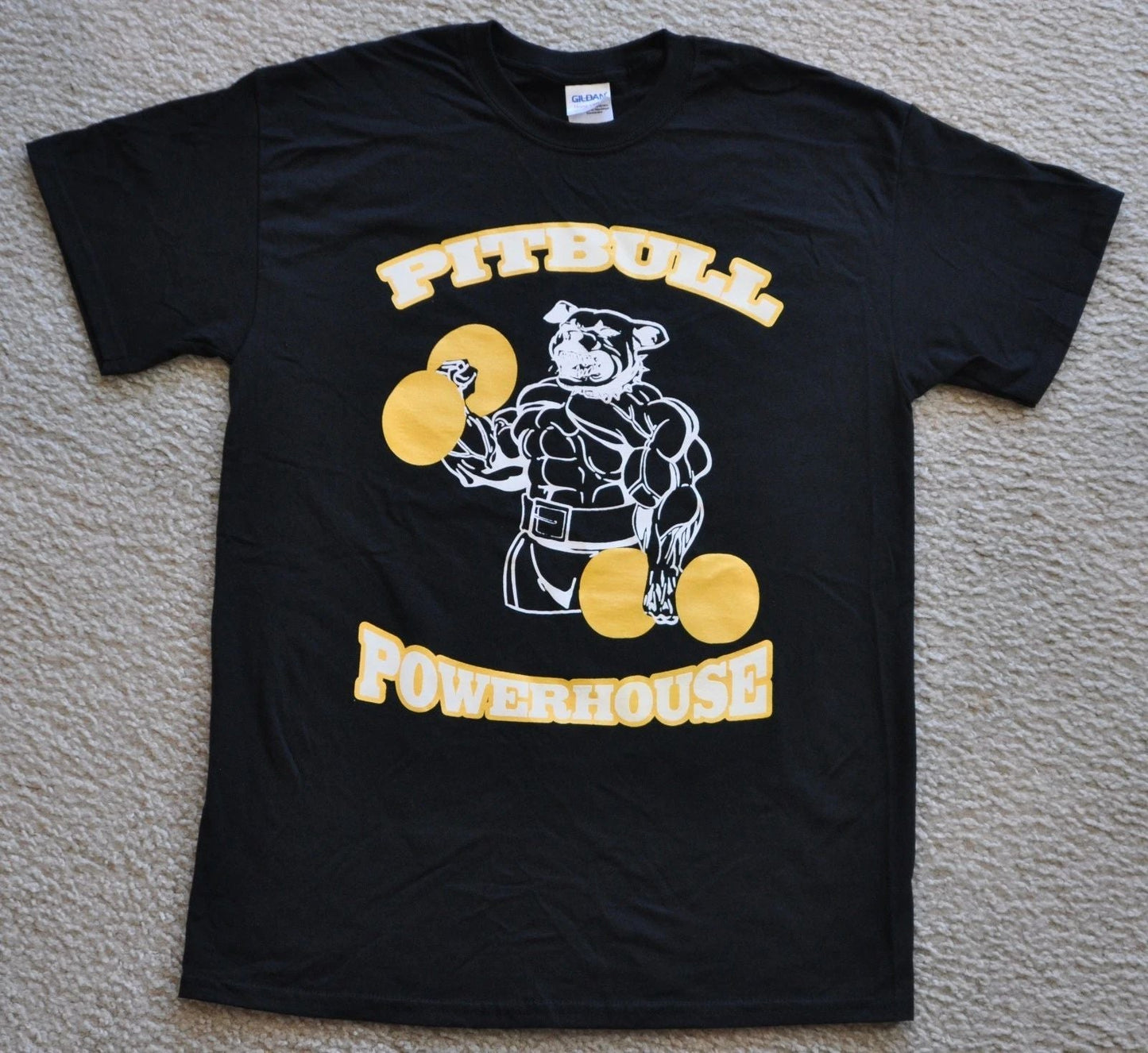 Pitbull Powerhouse Workout Bodybuilding Gym T-shirt Black / White / Gold M L XL Unisex T-shirt, Sweatshirt, Hoodie, Long Sleeve Tee - T-Shirt, Sweatshirt, Hoodie