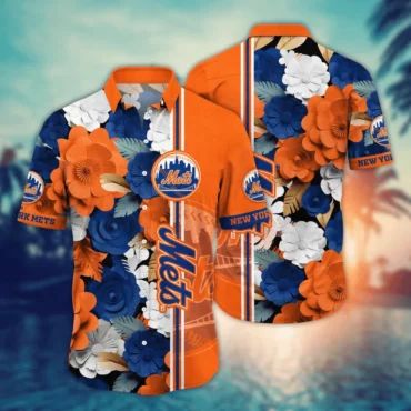 New York Mets Tropical Blossom Hawaiian shirt Unisex T-shirt, Sweatshirt, Hoodie, Long Sleeve Tee - T-Shirt, Sweatshirt, Hoodie
