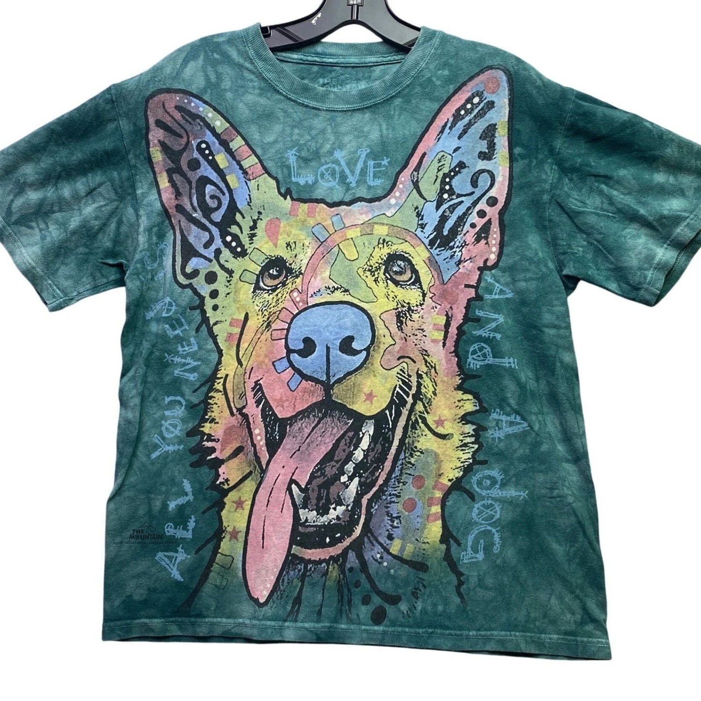 The Mountain Shirt Mens Small Tie Dye Russo Dog AOP Everyday Streetwear Unisex T-shirt, Sweatshirt, Hoodie, Long Sleeve Tee - T-Shirt, Sweatshirt, Hoodie