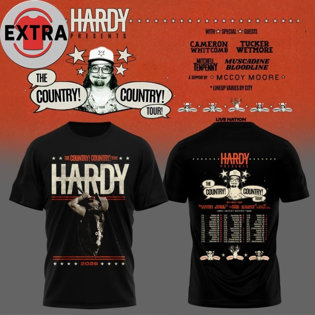 Hardy The Country Country Tour 2026 Two Sided Shirt Unisex T-shirt, Sweatshirt, Hoodie, Long Sleeve Tee - T-Shirt, Sweatshirt, Hoodie