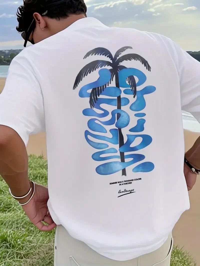 Men's Tropical Palm Tree Loose Fit Comfortable Casual Graphic Crew Neck T-Shirt Unisex T-shirt, Sweatshirt, Hoodie, Long Sleeve Tee - T-Shirt, Sweatshirt, Hoodie