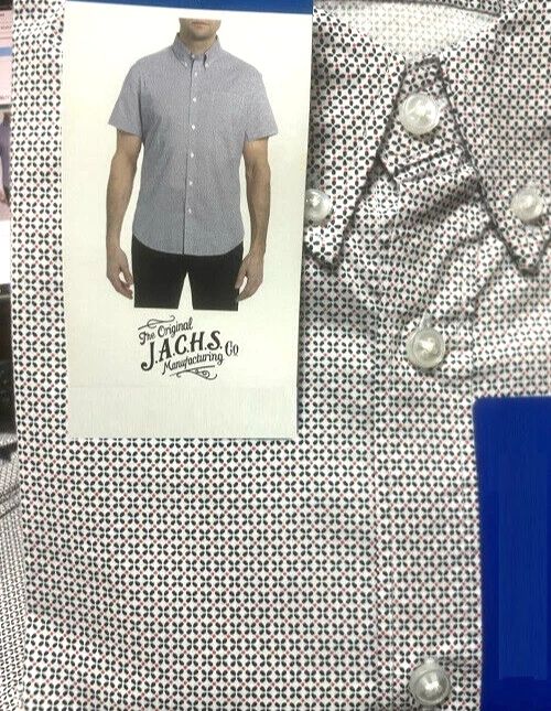 Jachs Mens Button Down Short Sleeve Dress Casual Shirt (White Micro, Medium) NWT Unisex T-shirt, Sweatshirt, Hoodie, Long Sleeve Tee - T-Shirt, Sweatshirt, Hoodie