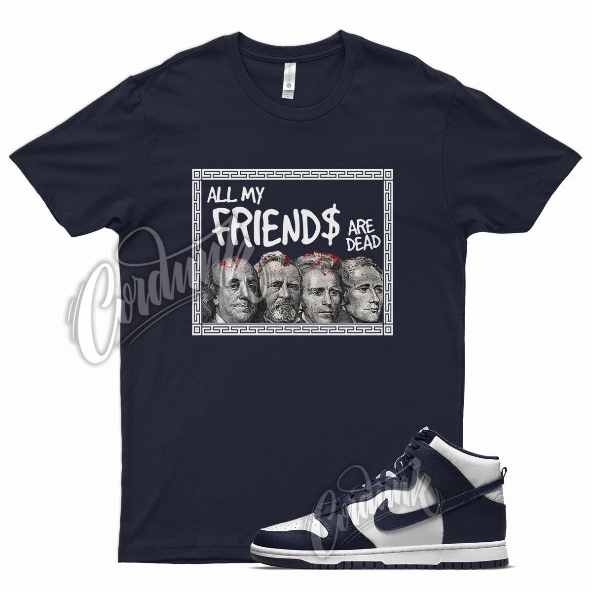 Navy FRIENDS T Shirt for N Dunk High Midnight Navy Dark Blue White Obsidian Unisex T-shirt, Sweatshirt, Hoodie, Long Sleeve Tee - T-Shirt, Sweatshirt, Hoodie