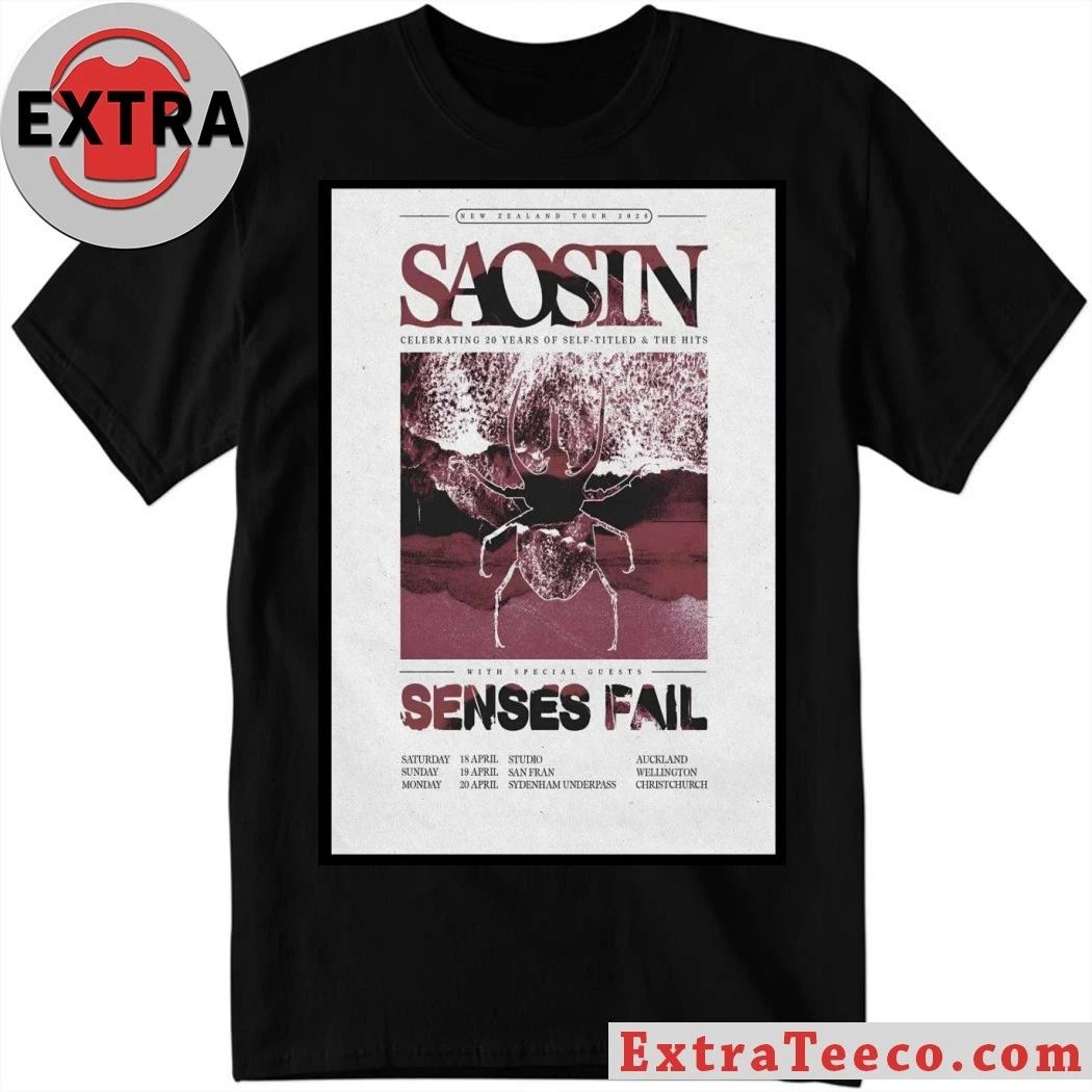 Saosin 2026 New Zealand Tour Poster Shirt Unisex T-shirt, Sweatshirt, Hoodie, Long Sleeve Tee - T-Shirt, Sweatshirt, Hoodie